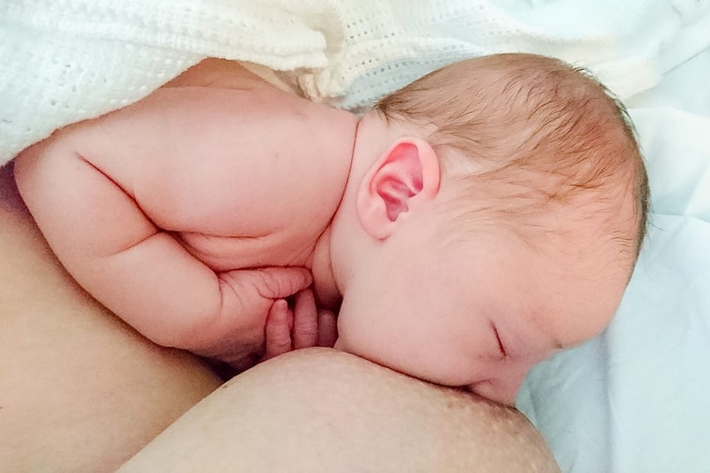 A baby breastfeeding