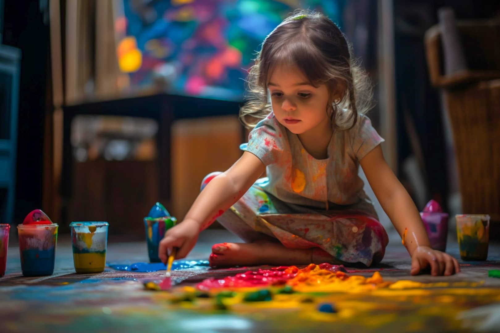 Little girl painting